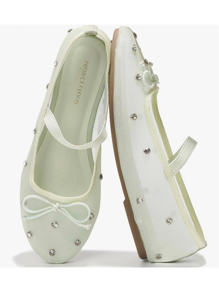 New Project Cloud Ballet Flats Shoes Crystal-Embellished Mesh Memory Foam 8